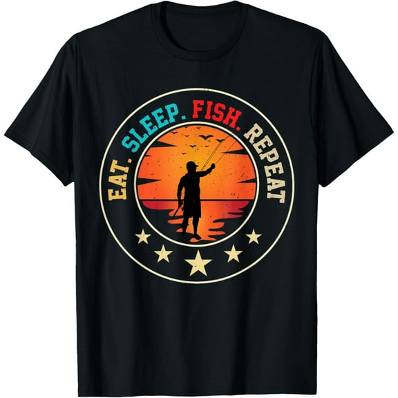Eat Sleep Fish Repeat Fishing Lovers Boys Kids Men Fisherman T-Shirt