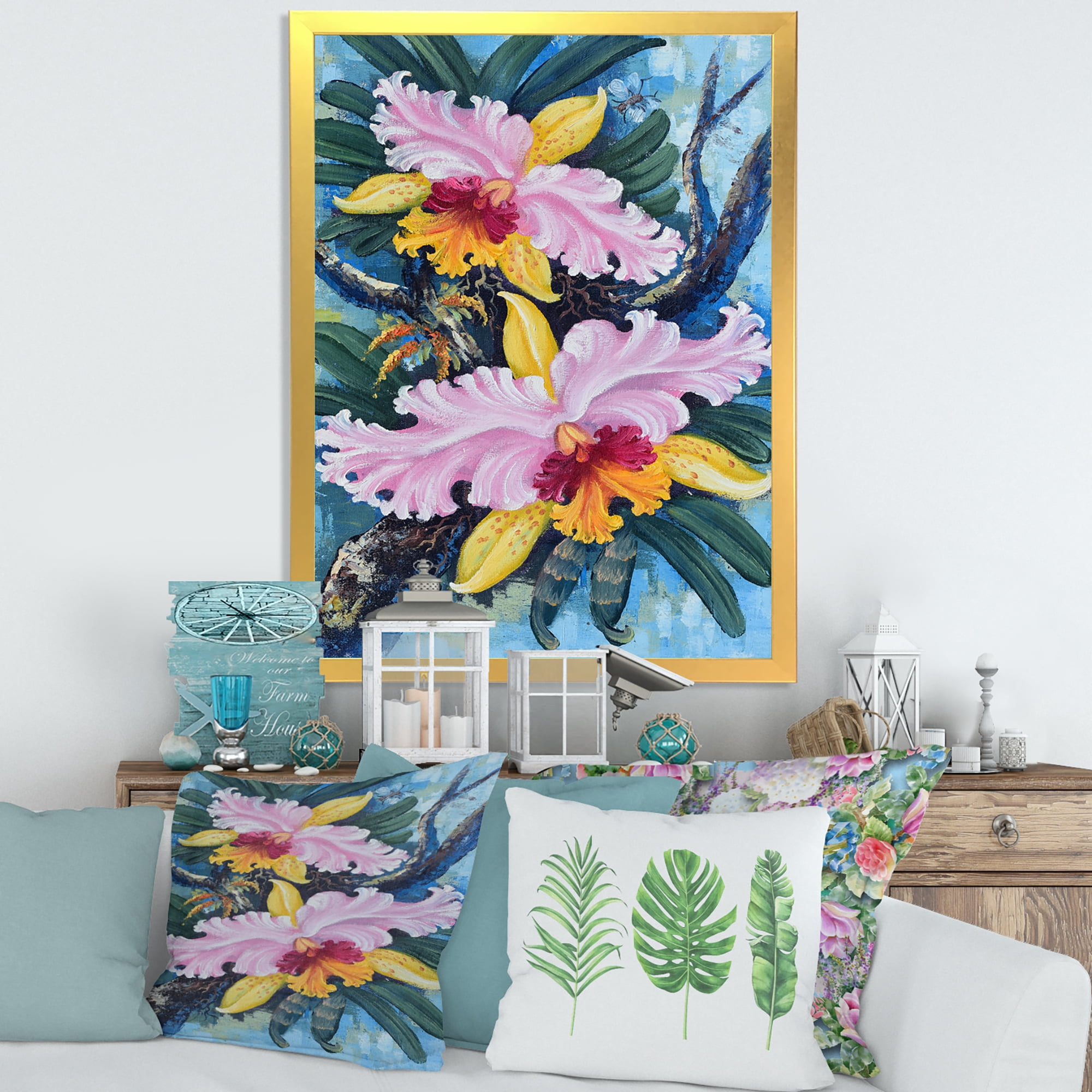 Designart 'Ancient Forest Orchids I' Traditional Framed Art Print