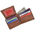 thumbnail image 3 of Men's Waterproof Genuine Eel Skin Leather Flap Up ID Credit Card Holder Bifold Wallet (Brown), 3 of 6
