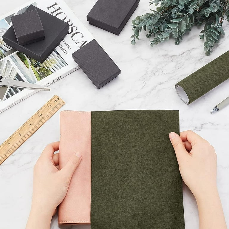 39.4x16.9 Inch Olive Green Imitation Leather Book Binding Cloth Bookcover  Velvet Surface with Paper Backed Book Cloth Close-Weave Book Cloth for Book  Binding Velvet Box Making DIY Crafts 