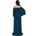thumbnail image 5 of KOH KOH Long Strapless Cocktail Evening Off The Shoulder Cold Sexy Evening Flowy Formal Full Floor Length Tall Drape Gown Maxi Dress For Women Blue Teal XXXX-Large US 26-28 NT059, 5 of 6