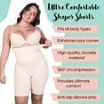 thumbnail image 4 of Womens Shapewear Bodysuit High Waist Tummy Control with Butt Compression Flat Shorts Underwear Beige 3XL, 4 of 9