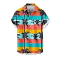 thumbnail image 4 of Bzhegqhd Men Casual Fashion Turndown Collar Hawaii Printing Short Sleeve Button Cardigan Shirt, 4 of 5