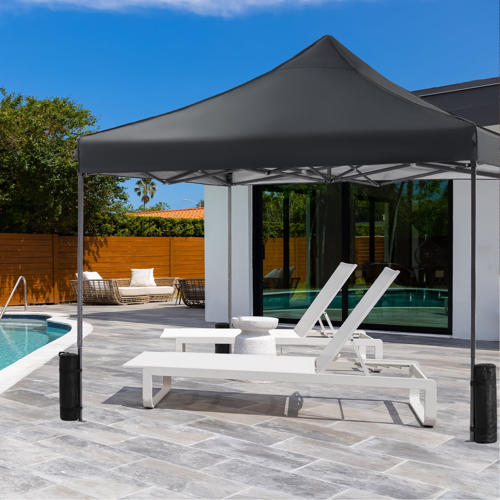 GIANNA 10x10 FT Pop Up Canopy Tent with Slant Legs and Carrying Bag, Easy Setup Outdoor Shelter for Patio, Garden, Beach, Grey