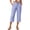 Blue, variant on High Waist Striped Capri Pants for Women, Wide Leg Cropped Trousers with Pockets - Casual Summer Linen Look Culottes Blue XXL