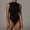 Black 02, variant on Bodysuit for Women Summer Tight Mock Neck Thong Basic Body Suits Sleeveless Skinny Stretch Bodycon Slimming Shapewear, Black, S