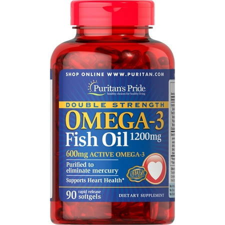 UPC 025077171316 product image for Puritan's Pride Double Strength Omega-3 Fish Oil 1200 mg/600 mg Omega-3-90 Softg | upcitemdb.com