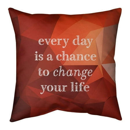 UPC: 0655172523446 | ArtVerse Quotes Faux Gemstone Change Your Life Quote Pillow-Cotton Twill 26 x 26 Large