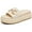 Beige 2, variant on Womens Platform Sandals Raffia Espadrilles Metal Chain Slip on Open Toe Cute Beach Slide Sandals