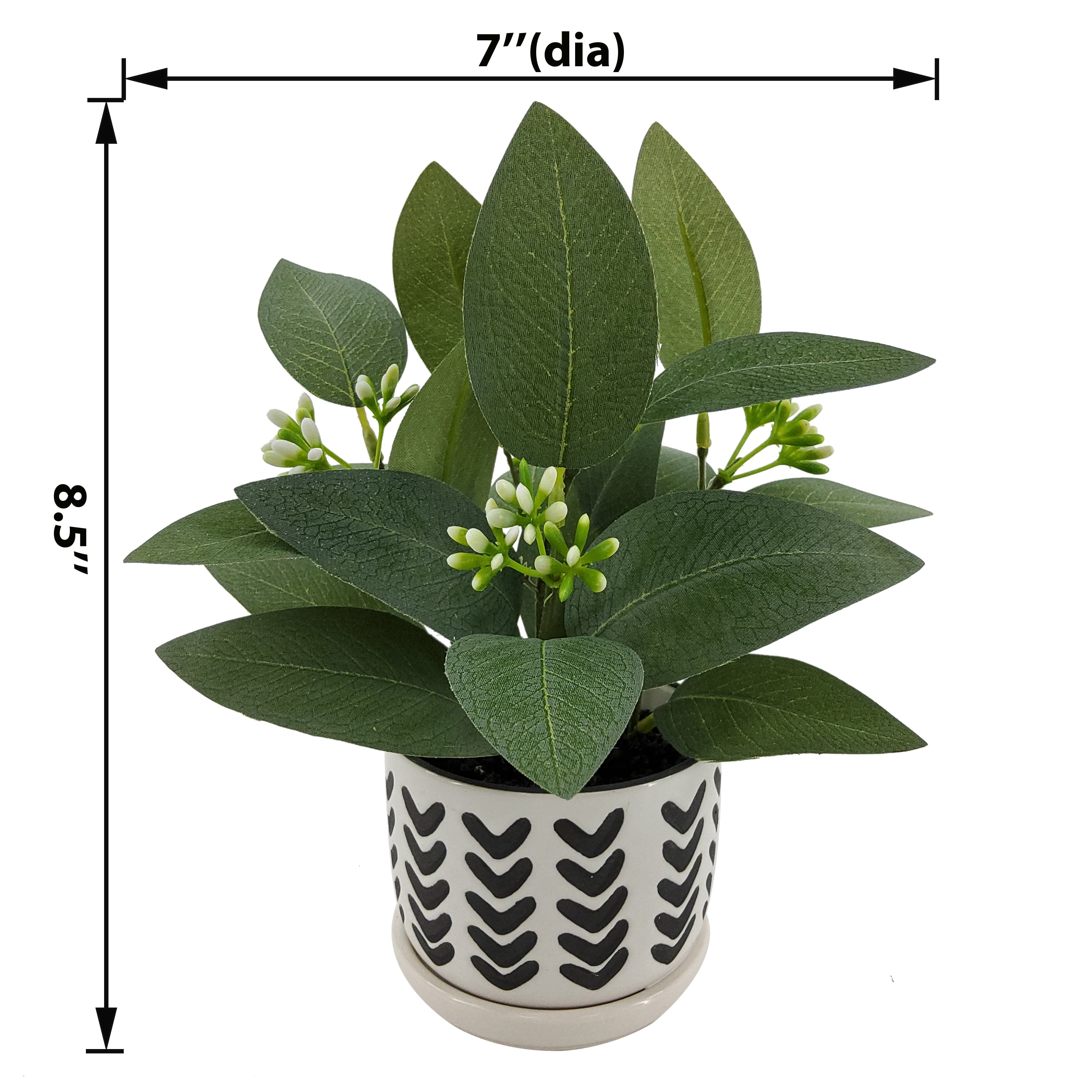 Mainstays Artificial Green Plant in Chevron Ceramic Pot, 8 Inches