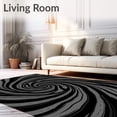 thumbnail image 2 of ODIKA 4'x6' Machine Washable Non-Slip Area Rug, Luxurious Spiral Swirl Vortex Dense Pile Artistic High Traffic Rug, Black, 568471, 2 of 7