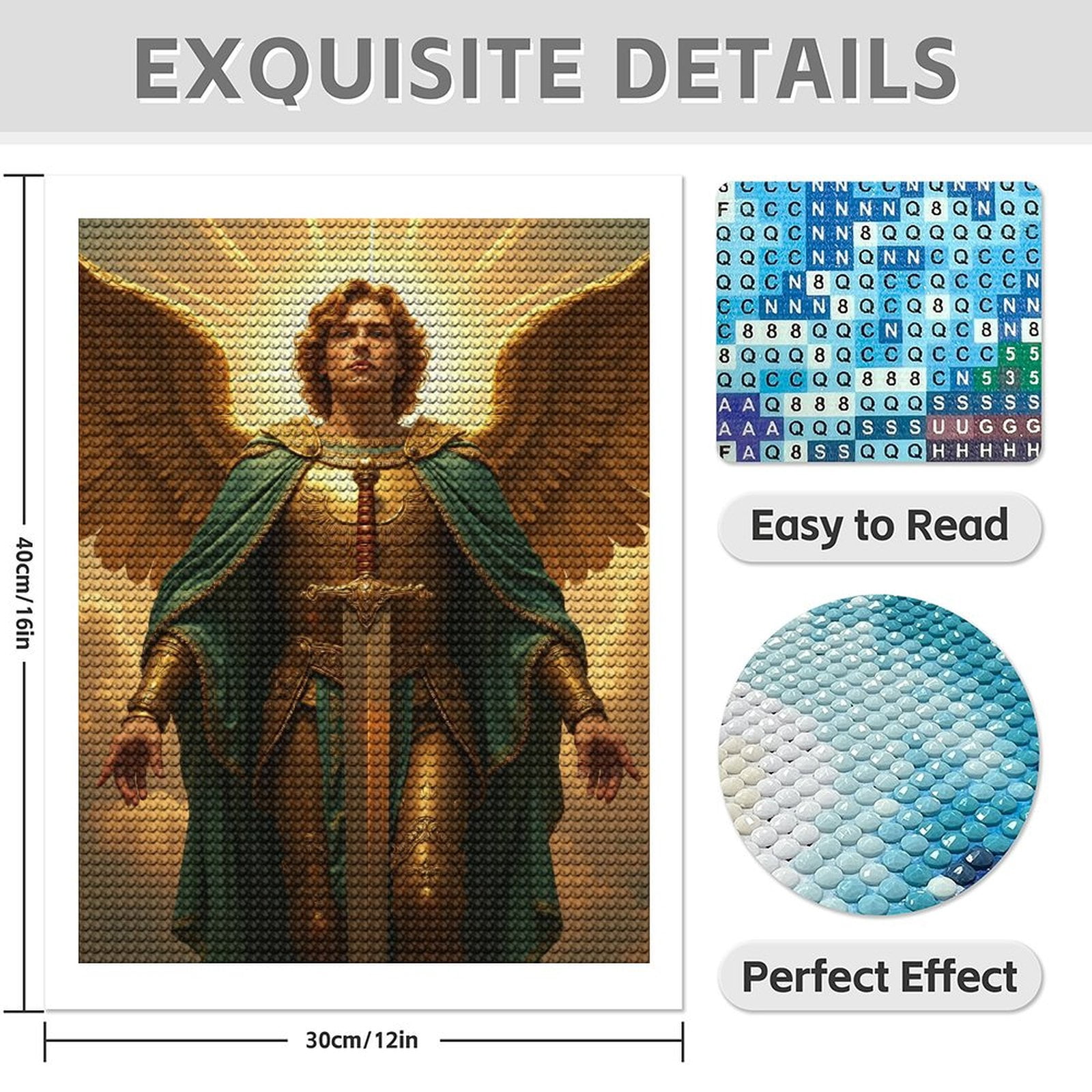 Diamond Art Kits for Adults - 5d Angel Golden Armor Radiant Wings Diamond Painting for Adults, Diamond Art for Adults Beginners, Diamond Painting Kits for Adults for Home Wall Decor