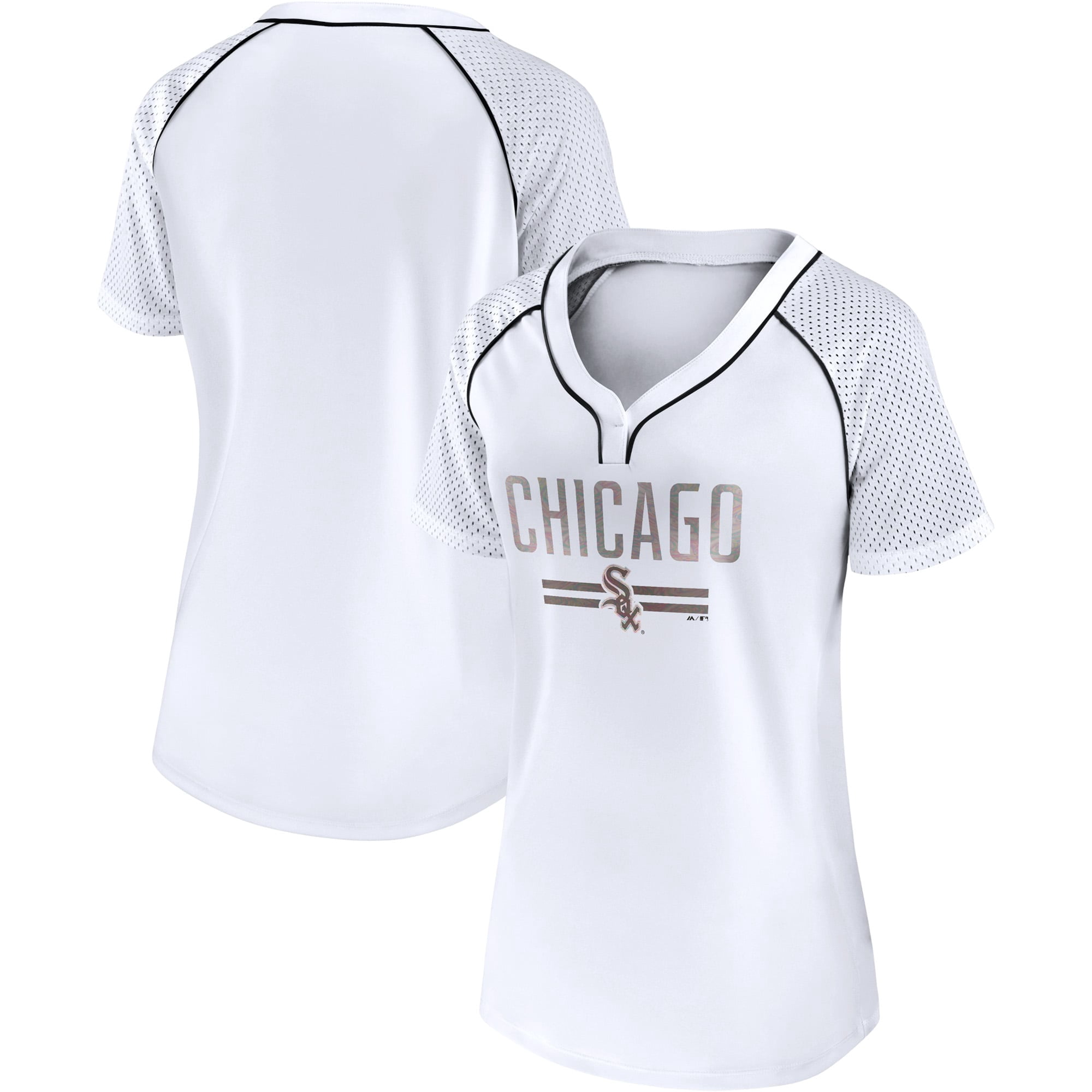 Women's Fanatics White Chicago White Sox Play Calling Raglan V-Neck T-Shirt