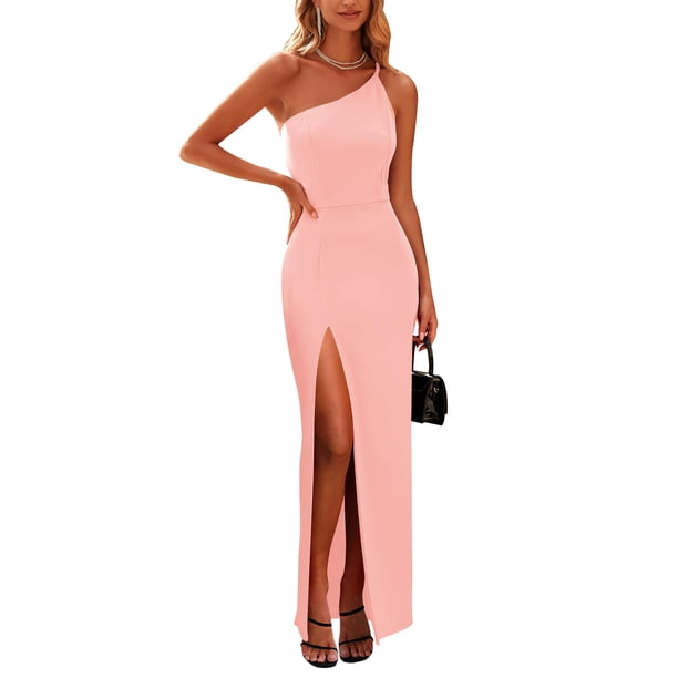 Vestido PRETTYGARDEN Maxi Rosa con Hombro Descubierto y Abertura Alta XL