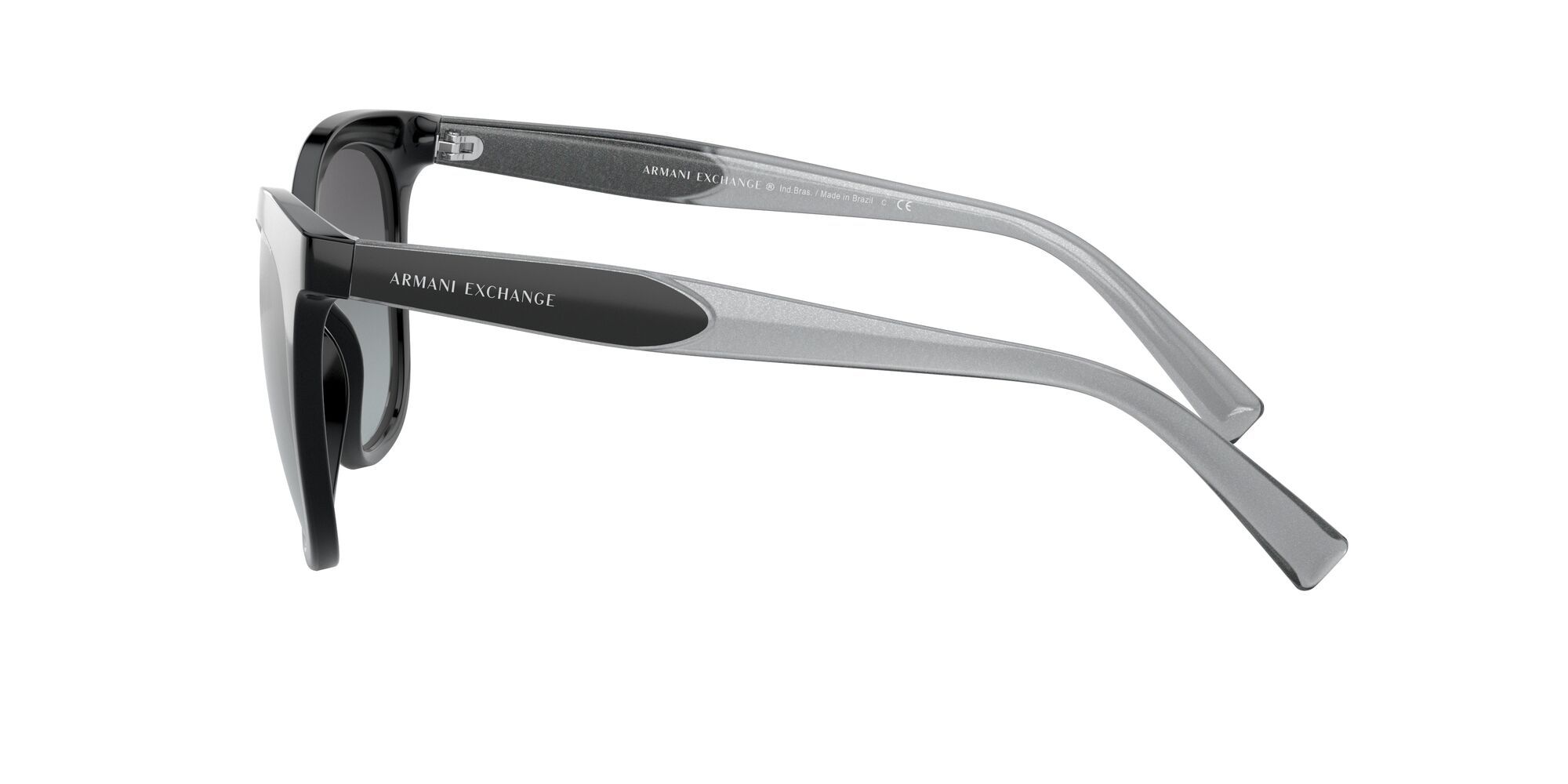 Armani Exchange 0AX4094S 81588G Woman Sunglasses Shiny Black Frame, Grey Armani Exchange AX 4094S Plastic Womens Cat-Eye Sunglasses  main image 4