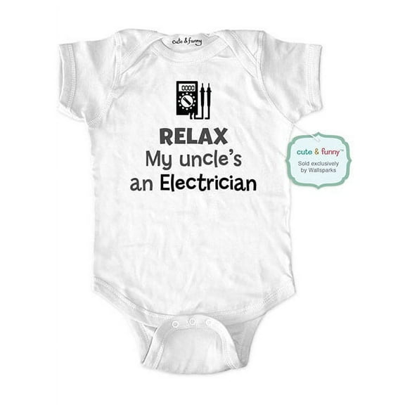Relax my uncle's an electrician - wallsparks cute & funny Brand - baby one piece bodysuit - Great baby shower gift!