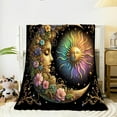 thumbnail image 4 of 1pc Unique Bohemian Sun and Moon Blanket - Soft, Festive, All-Season Flannel Fleece, Digital Print, 200-250gsm, Dreamy Gift for Home Decor, 4 of 6