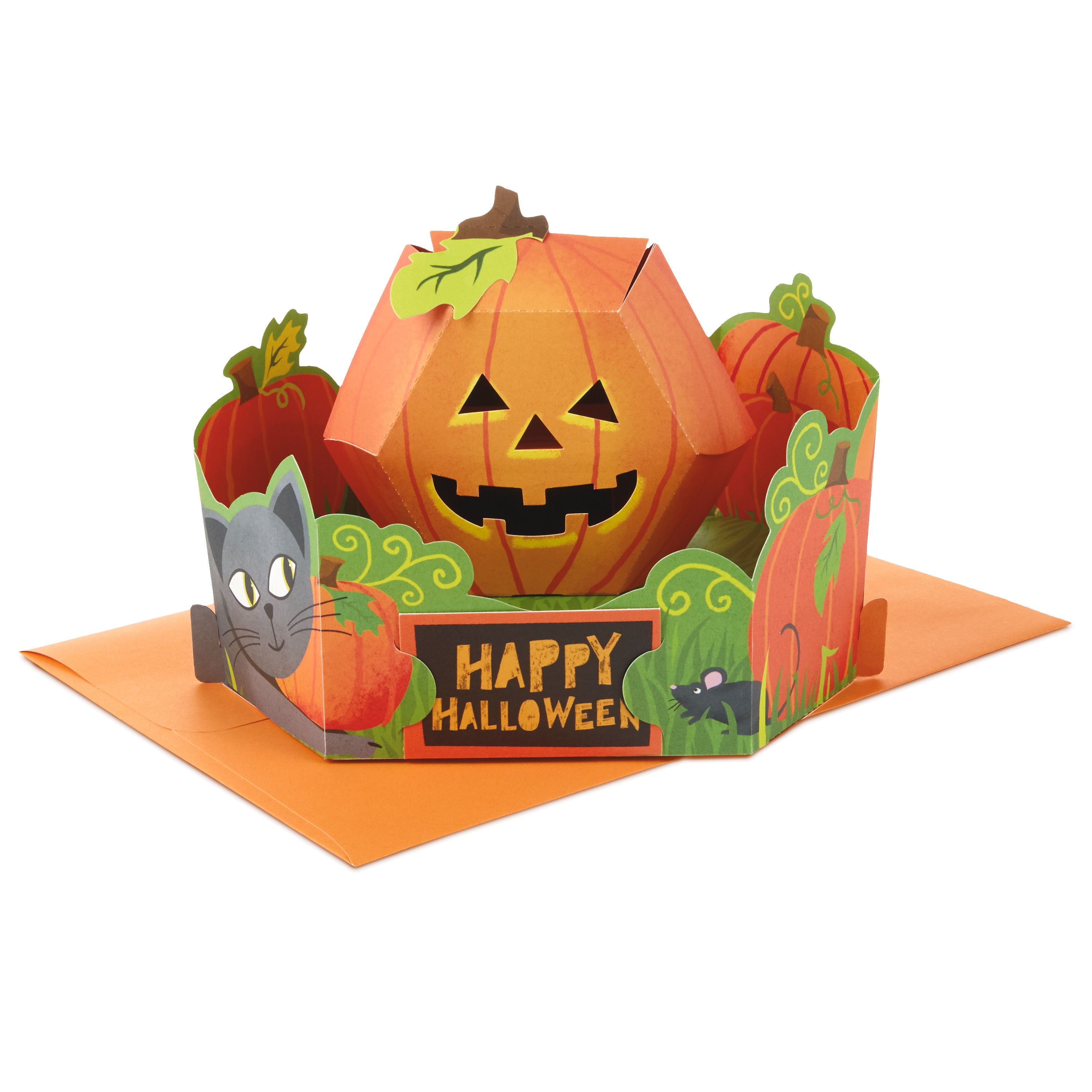 NEW HAPPY HALLOWEEN WITCH PUMPKIN GHOST BAT MOUSE POP-UP 3-D GREETING CARD 