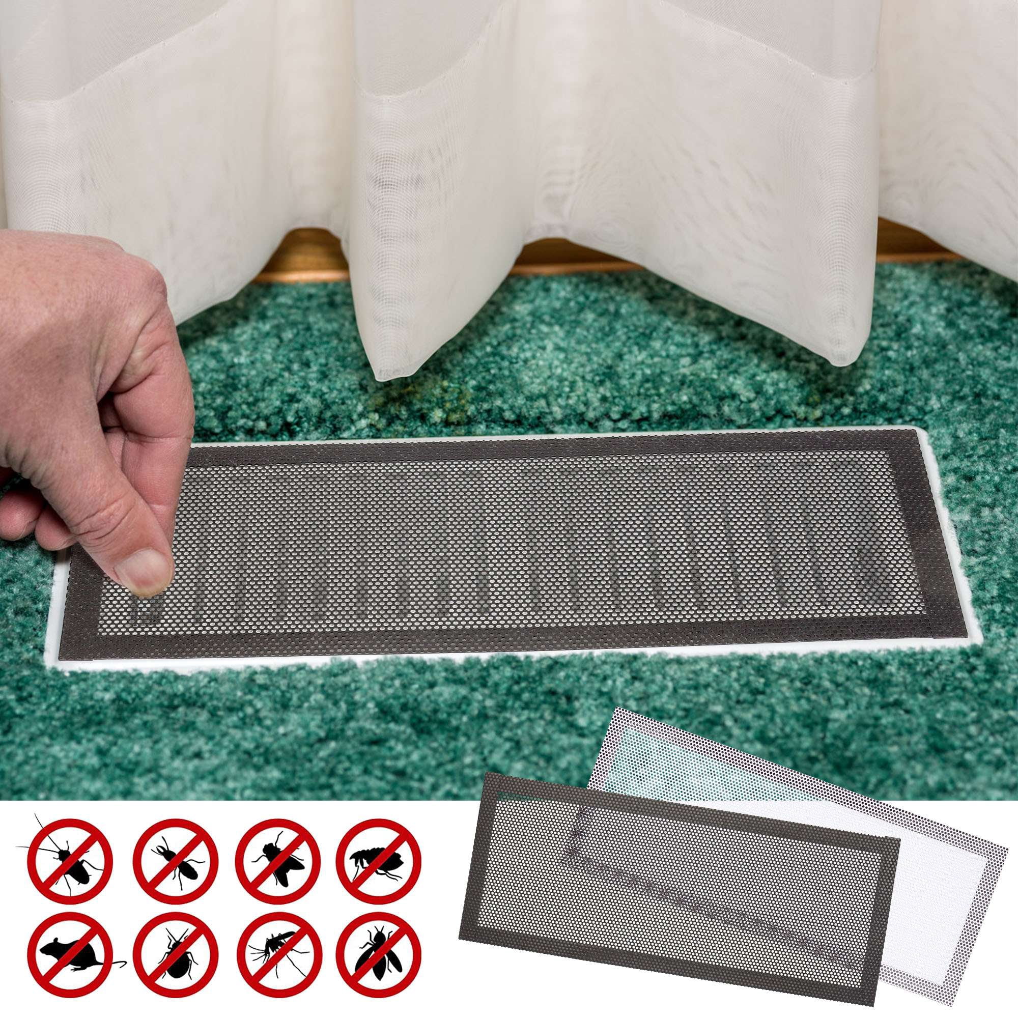 Gustave 4Pcs Floor Register Vent Cover 4"x10" Magnetic Air Vent Dustproof Bug Screen Mesh Covers for Home Ceiling Wall Floor Air Vent Filters, Black