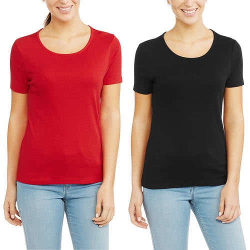 White Stag Women's Essential Short Sleeve Scoopneck TShirt, 2 Pack
