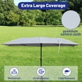thumbnail image 2 of Outdoor Rectangle Market Patio Umbrella with Crank and Stand for Backyard, Deck, Garden, Lawn, Poolside, Silver, 2 of 7