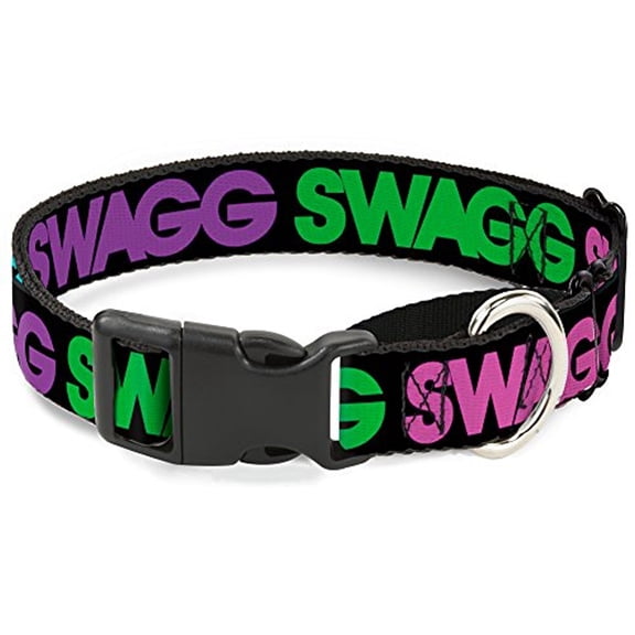 buckle-down mgc-w31992-l swag black hot pink turquoise purple neon green martingale dog collar