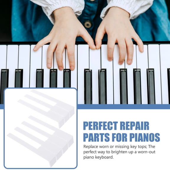 PTOOTP Professional Piano Keytops, White Plastic, Workmanship, 2Pcs