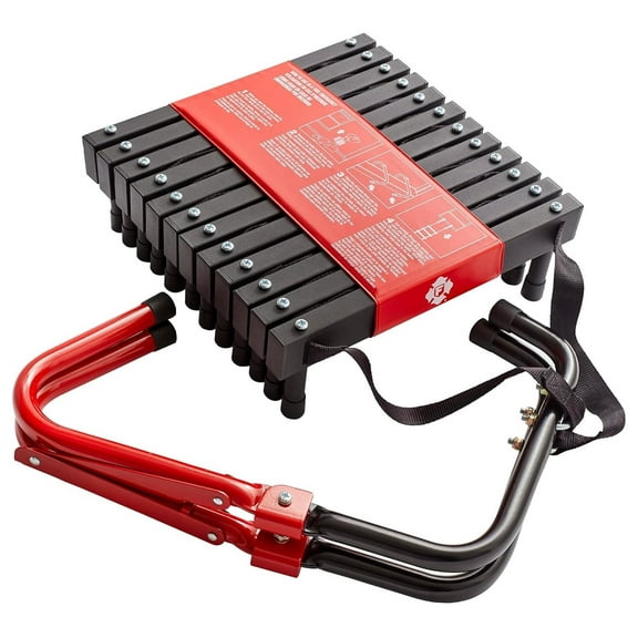 14 Feet Steel Fire Escape Ladder, Anti-Slip, Black