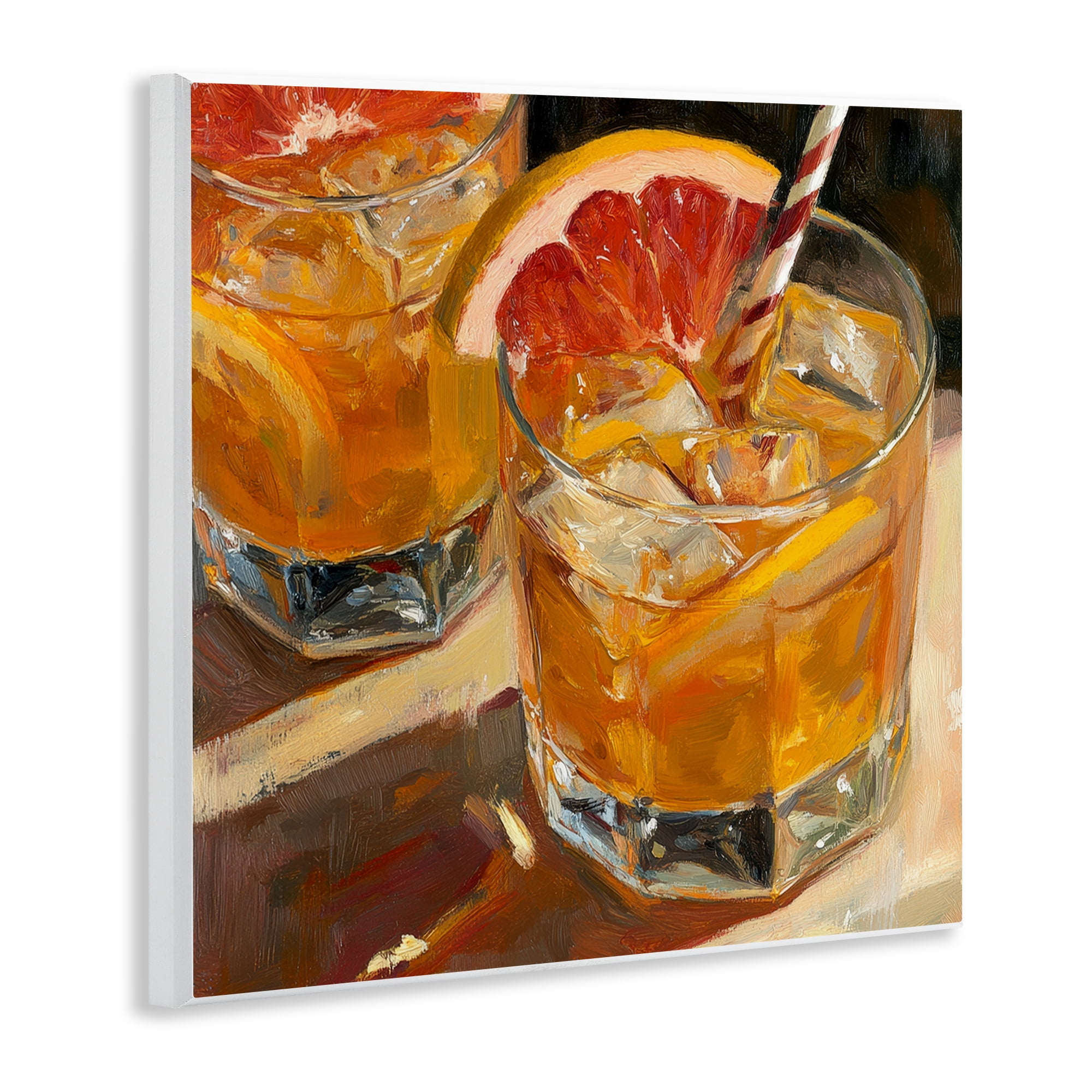 Stupell Industries Grapefruit Cocktail with Ice Cubes Wall Plaque Art, design by Petal Prints Design