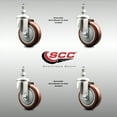 thumbnail image 2 of 4 Inch 316SS Maroon Polyurethane Wheel Swivel ½ Inch Threaded Stem Caster Set, 2 of 2