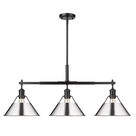 Yep by Golden Lighting Orwell 3-light Island Light in Matte Black and Chrome shade