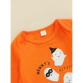 thumbnail image 5 of Bagilaanoe Newborn Baby Girl Halloween Outfits Long Sleeve Romper Tops + Pants 3M 6M 12M 18M Letter Ghost Stripe Print Spring Clothing, 5 of 9
