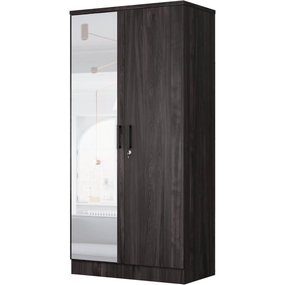 Two Door Armoire Wardrobe with Mirror