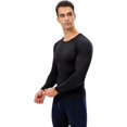 thumbnail image 4 of Active Men's Long Sleeve Compression Shirt with Crew Neck and Moisture-Wicking Stretch Fabric - Medium, Black, 4 of 7