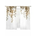 thumbnail image 2 of Orange Eucalyptus Leaves Semi Sheer Curtains 63 Inch Length 2 Panels Set, Weeping Spring Botanical Summer Sheer Kitchen Curtain Privacy Voile Window Curtain for Living Room Bedroom Rod Pocket Drapes, 2 of 7