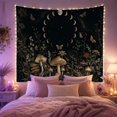 thumbnail image 2 of Mushrooms Under a Circle of Moon Phases Against Black Background, Mystical Gothic for Dark Academia Fans, Botanical Dusk Art, Halloween Gift Tapestry Wall Hanging for Bedroom and Meditation Room, 2 of 7