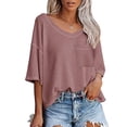 thumbnail image 3 of Birdeem T-Shirt Décontracté Mode Femme Col en V Manches Courtes Ample, 3 of 8