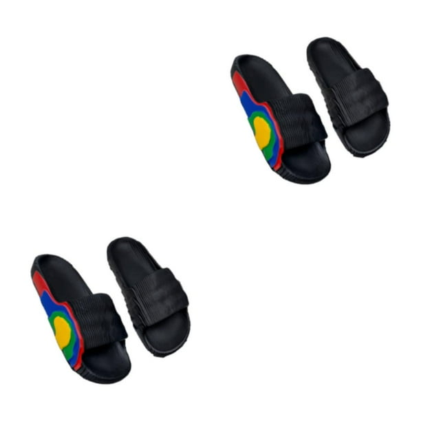 Sonducket 1 par de toboganes de verano para adultos, zapatillas portátiles para fiesta en la piscina, Picnic, playa, sandalias de tacón plano Negro Tamaño 41-42 2piezas