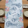 thumbnail image 5 of Table Runners 48 Inches Long Dress Scarves, Blue Jellyfish Coastal Farmhouse Kitchen/Dining Table Runner, Short Coffee Tablerunners, Beach Nautical Ocean Coral Seahorse 13x48 Inch, 5 of 9