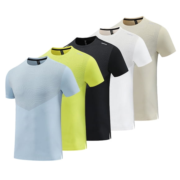 JDQJBZ T-Shirts à Col Rond pour Hommes, Actifs, Séchage Rapide, Gym, Entraînement, Chandail Athlétique, T-Shirts, Été, Couleur, Manches Courtes, Course en Plein Air, Chandail Respirant
