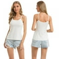 thumbnail image 5 of Monfince Women's Basic Solid Casual Wide Strap Cami Spaghetti Sleeveless Slim Fit Cami Crop Summer Shirts, White, XL, 5 of 6