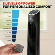 Honeywell 40 Black Quiet Set Oscillating Tower Fan, 30ft Air Circulation Power, 8 Speed, Auto off Timer, HYF290B