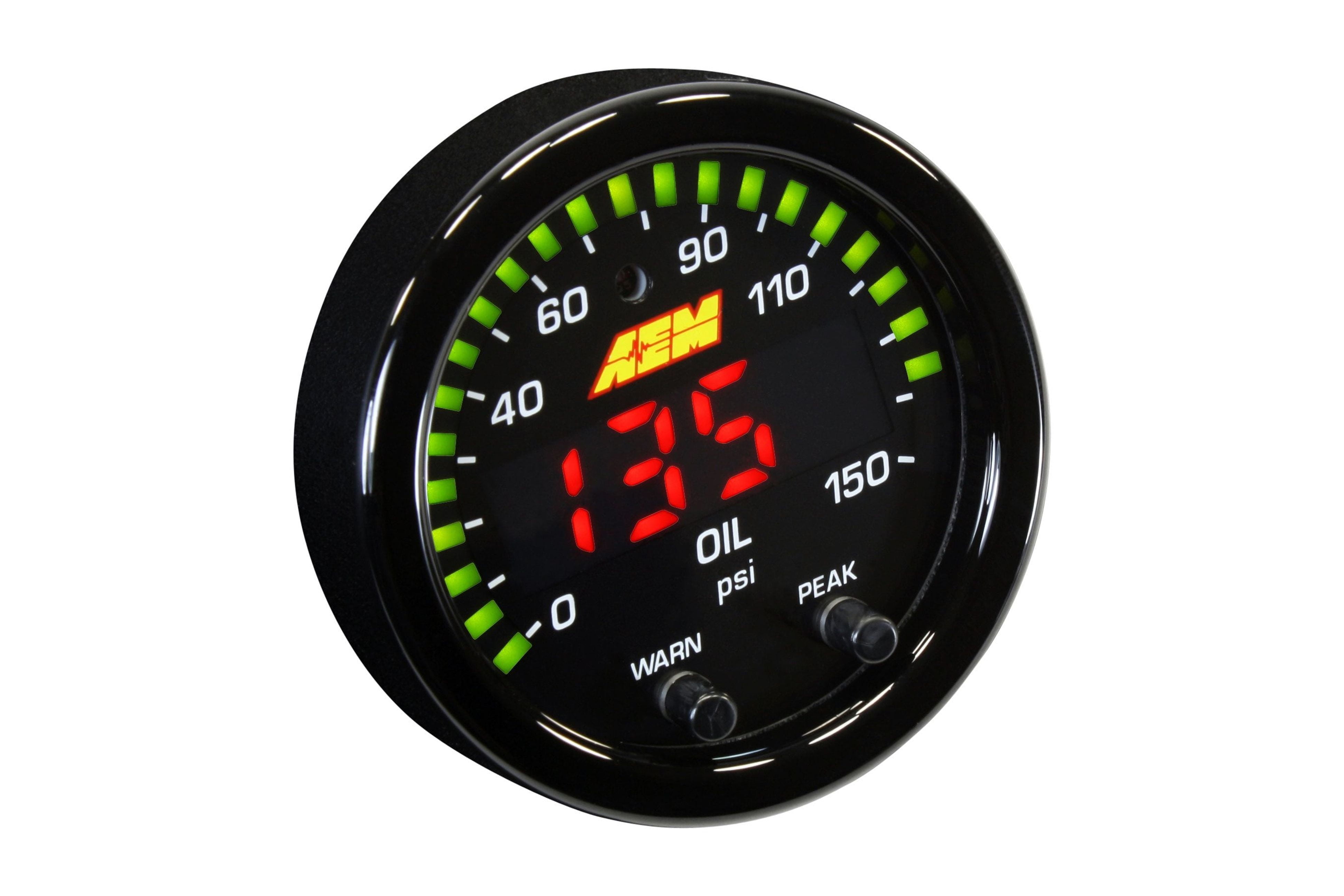AEM 30-0307 X-Series Oil Pressure Gauge 0-150psi 0-10bar 2-1/16 Black Bezel/Face