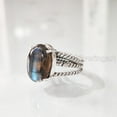 thumbnail image 3 of Natural Labradorite Ring, Woman's Blue Fire Labradorite Ring, 3 Twisted Bohemian Band, 925 Sterling Silver, Womens Ring, Christmas, Thanksgiving, Handmade, Statement Jewelry, Natural Gemstone Ring, 3 of 7