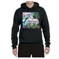 thumbnail image 2 of Unicorn Fanstasy Island Castle Animal Lover Unisex Graphic Hoodie Sweatshirt, Black, Small, 2 of 3