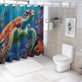 thumbnail image 7 of Orinice  Nautical Green Sea Turtles Beach Colorful Shower Curtain Coralline Fancy Ocean Theme Aesthetics Animal Bathroom Decor Set Machine Washable Waterproof Fabric 69x72, 7 of 7