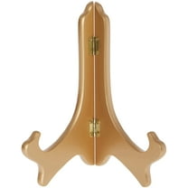 Bard's Hinged Gold-toned MDF Wood Plate Stand, 8" H x 7" W x 4.75" D (For 8" - 10" Plates), Pack of 3