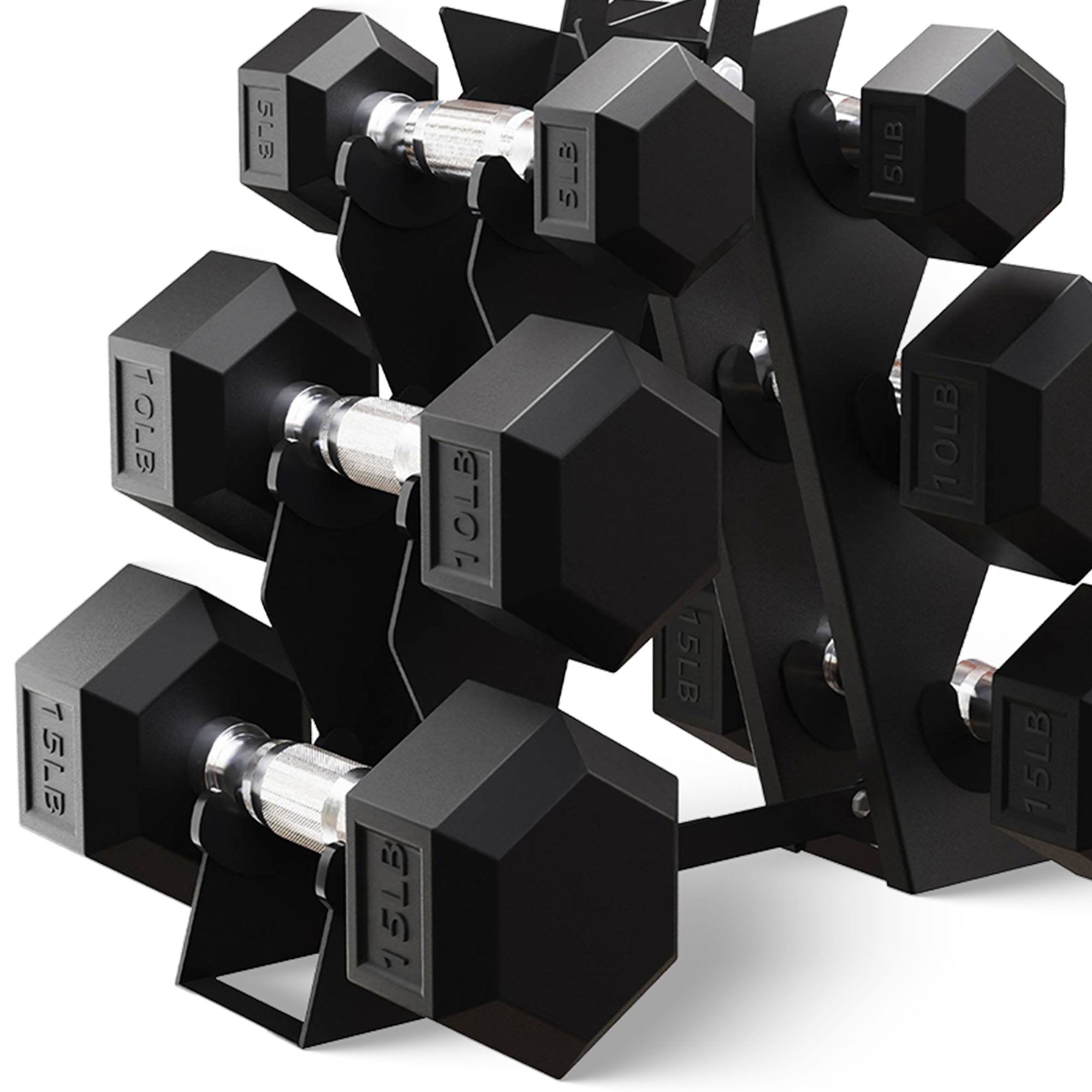 BalanceFrom 60 lb Rubber Coated Iron Dumbbell Set with Rack