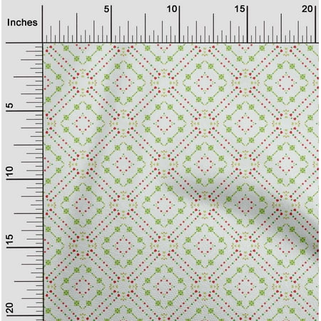 oneOone Viscose Jersey Light Green Fabric Dot|Heart & Diamond Shape Geometric Sewing Fabric By The Yard Printed Diy Clothing Sewing Supplies 60 Inch Wide