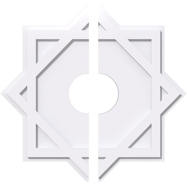 Ekena Millwork CMP18AL2-04000 18 in. OD x 4 in. ID Square Axel Architectural Grade PVC Contemporary Ceiling Medallion - 2 Piece
